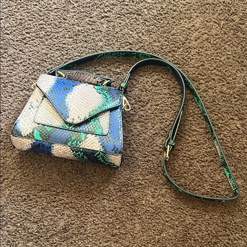 SHEIN Blue Pink & Green Snakeskin Crossbody Bag